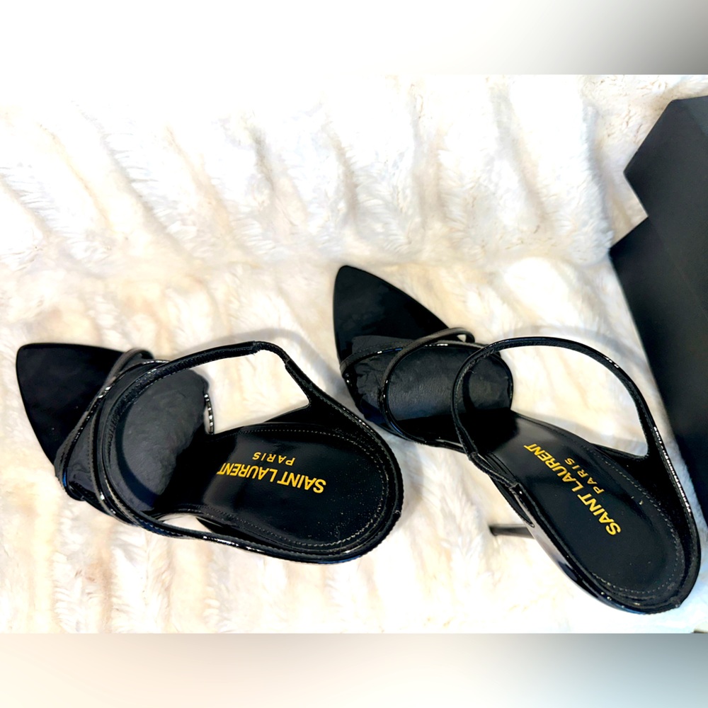 Saint Laurent Patent Leather Black Women's Heels Mules